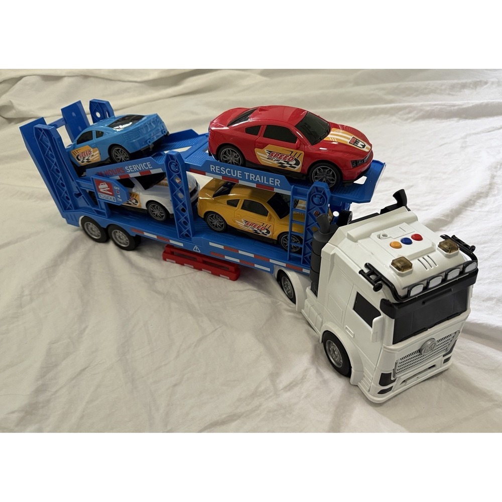 Semi Truck Toy for Boy Ages 3 4 5 6, Adjustable Double Decker Carrier Truck Used